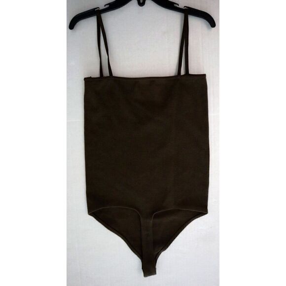 Good American GB0313 Women's Sz 1/2 Mocha Brown Skinny Strap Seamless Bodysuit - Picture 2 of 5